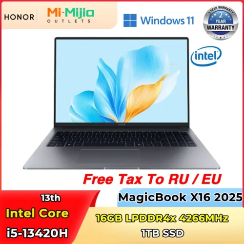 New Honor Laptop X16 2025 13th Intel Core I5-13420H 16G 512G/1TB SSD 16-inch 60Hz IPS Screen Ultra-thin Laptop
