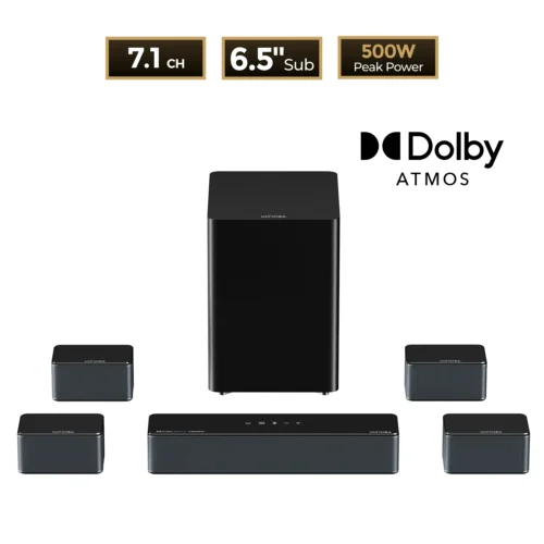 ULTIMEA Poseidon D80 7.1 Surround Soundbar with Dolby Atmos, Wireless Subwoofer&4 Speakers, Home Theater System with APP Control