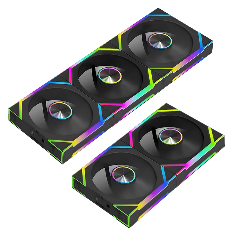 JUMPEAK DS120 Face-Changing ARGB Cooling Fan 360mm 240mm Modular Stackable Splicing 120mm RGB Fans For Gaming PC Case CPU Cooler