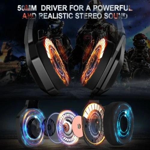 ONIKUMA K10 Wired Gaming Headset 3.5mm Wired Headset Noise Canceling Microphone Stereo Surround Sound Headset For PC PS5