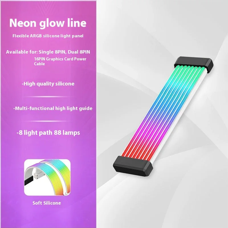 5V 3Pin ARGB Sync PC Cable 8/24PIN Motherboard Power Extension Cable Flexible LED Strip Light DIY Kit for Computer Power Supply