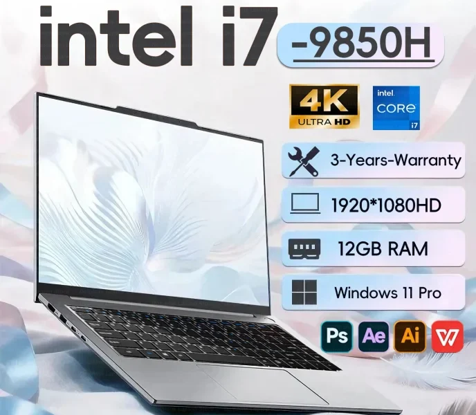 Windows 11 Pro Office Laptops Intel Core i7 9850H 16GB RAM 1TB SSD Gamer Study notebook Computer PC