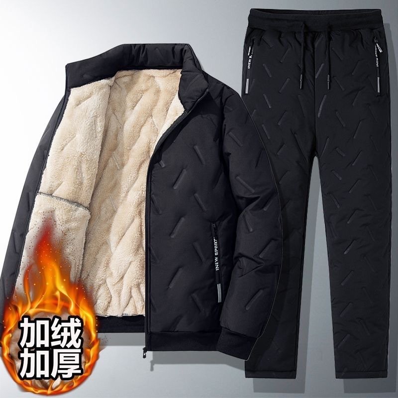 Mens Winter Cotton-padded Coat With Fleece Lining For Dads