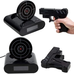 Electronics Desk Clock Digital Gun Alarm Clock Gadget Target Laser Shoot For Children's Alarm Clock Table Awakening