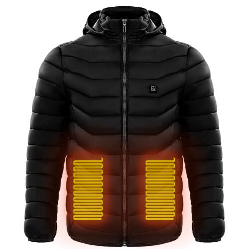 Men Heated Puffer Jacket Electric Heating Coat Insulated Hood Windbreaker 9Heat Zones