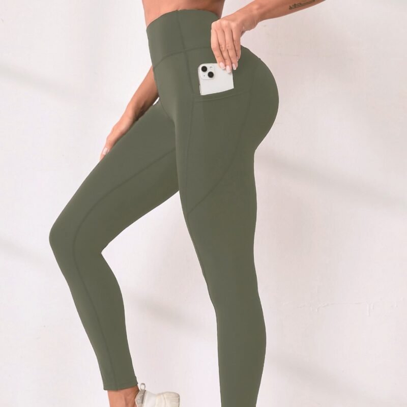 New High-waisted Sexy Slimming Solid-color Leggings For Running And Outdoor Sports