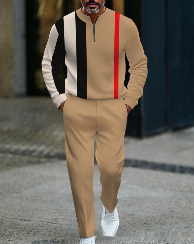 Casual Fashion Men's Long-Sleeve Pants Set