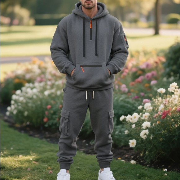 Loose-Fit Mens Casual Sports Multi-Pocket Workwear Set