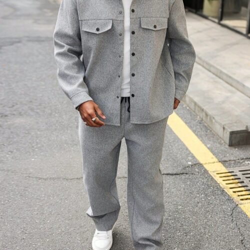 New Autumn Mens Casual Cargo Jacket And Pants Set