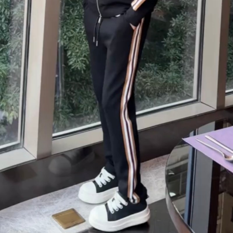 Affordable Luxury Patchwork Striped Casual Sports Suit High-End Stand-Up Collar Jacket And Pants Two-Piece Set