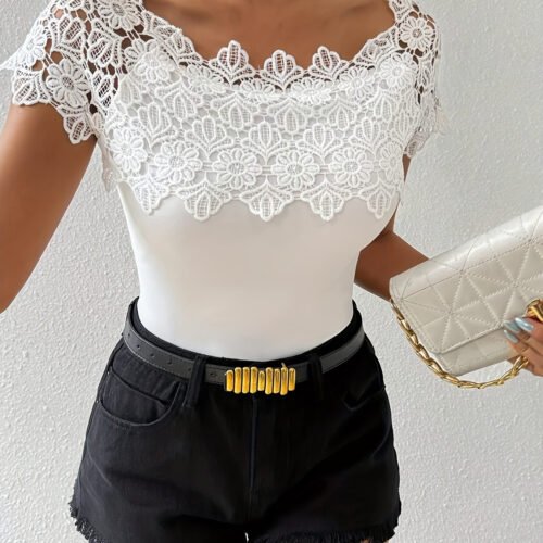 Seamless Solid Color Sexy Lace Top