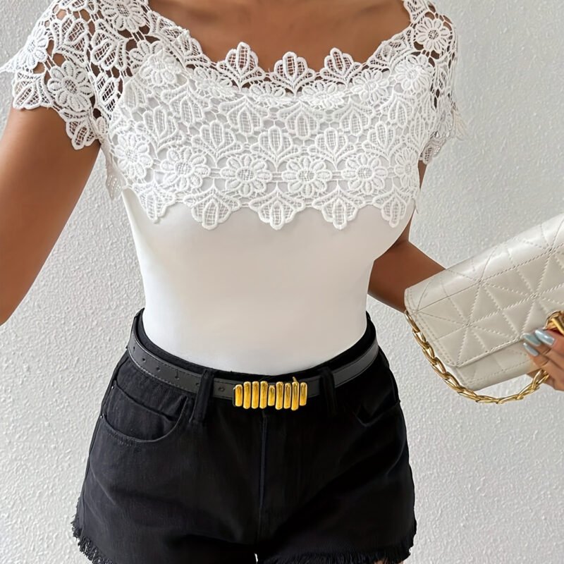 Seamless Solid Color Sexy Lace Top