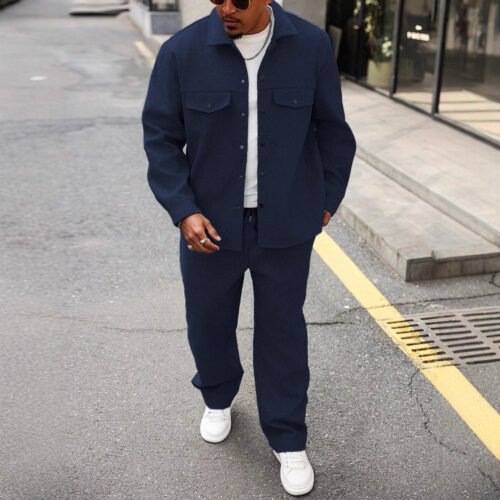 New Autumn Mens Casual Cargo Jacket And Pants Set