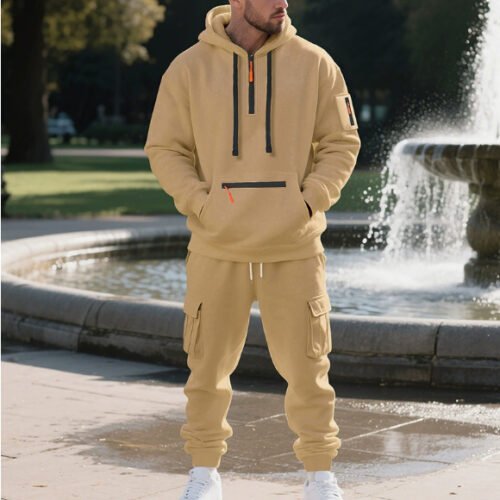 Loose-Fit Mens Casual Sports Multi-Pocket Workwear Set