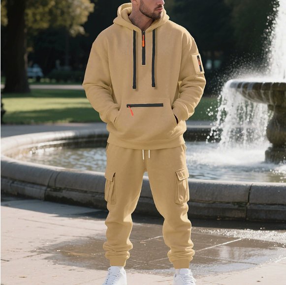 Loose-Fit Mens Casual Sports Multi-Pocket Workwear Set