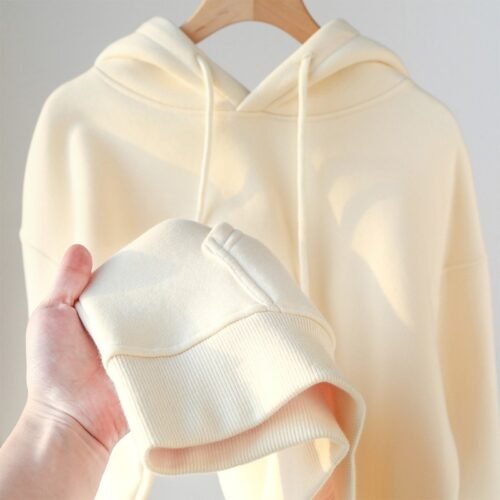 Womens Fleece-Lined Hoodie Heavyweight Solid-Color Drop-Shoulder Design With Extra Padding For Maximum Warmth