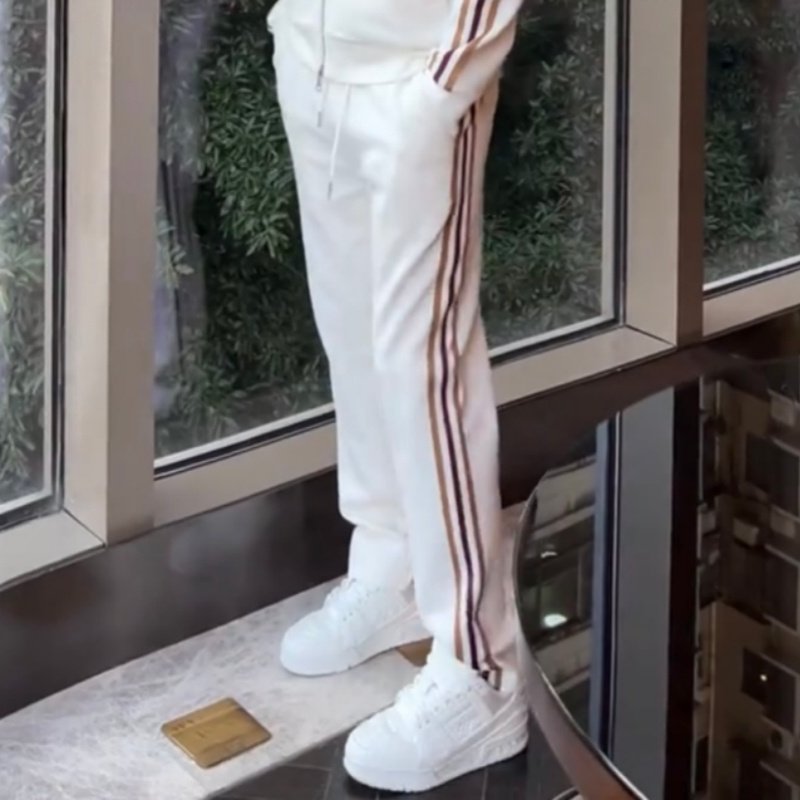 Affordable Luxury Patchwork Striped Casual Sports Suit High-End Stand-Up Collar Jacket And Pants Two-Piece Set