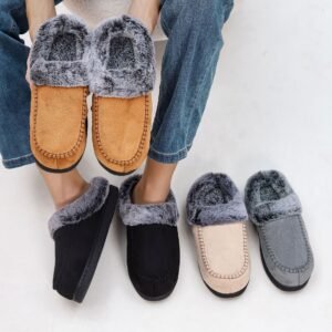 Men's Faded-Edge Mark Shoes WarmIndoor-Outdoor Fleece-LinedNon-Slip Thickened Cotton Slippers