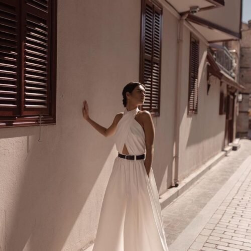 Polyester Women's Sexy Sleeveless Halter Backless Jumpsuit