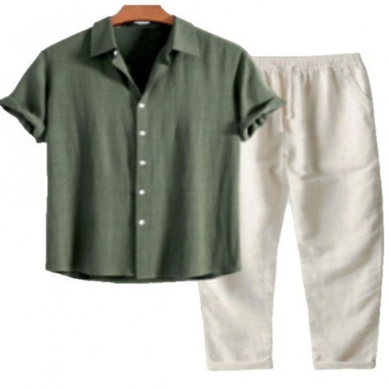 Mens Fashionable Printed Top And Pants Set