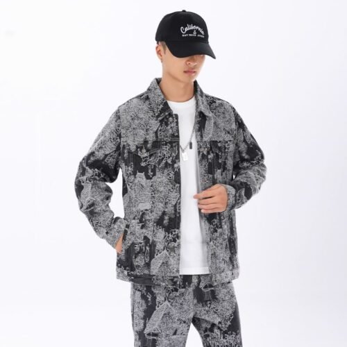 Mens Sophisticated Embossed Denim Jacket For Spring And Autumn In A Casual American Style
