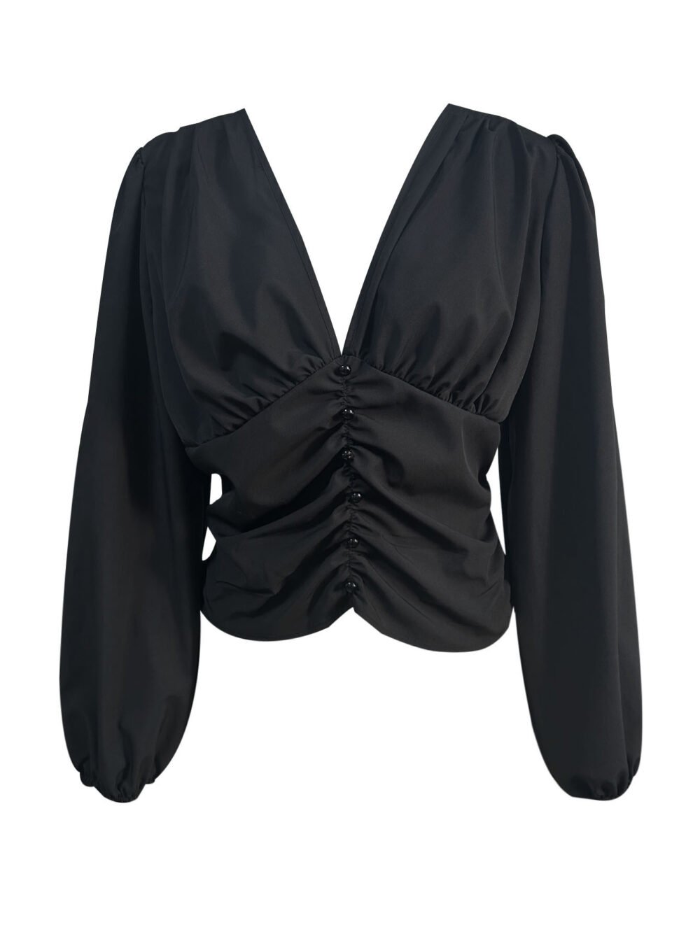 Spring New Arrival Solid-Color Sexy V-Neck Waist-Cinching Top