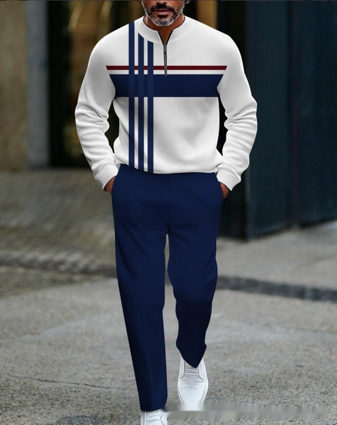 Casual Fashion Men's Long-Sleeve Pants Set