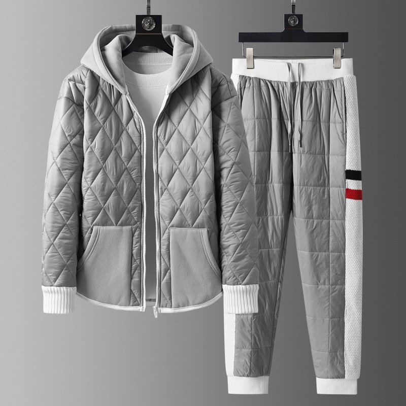 Winter Hooded Cardigan And Padded Cotton Jacket TwoPiece Set