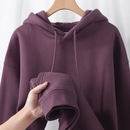 Womens Fleece-Lined Hoodie Heavyweight Solid-Color Drop-Shoulder Design With Extra Padding For Maximum Warmth