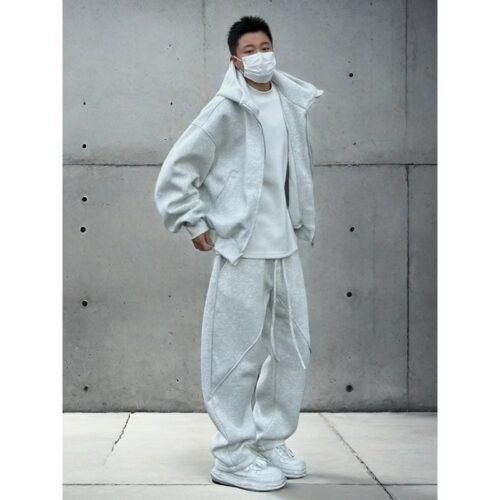 Thickened Casual Sportswear Set For Men Loose Fitting Hooded Jacket And Matching Pantstwo Piece Set
