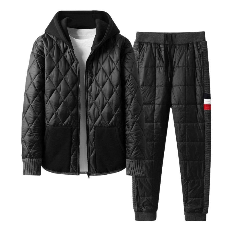 Winter Hooded Cardigan And Padded Cotton Jacket TwoPiece Set