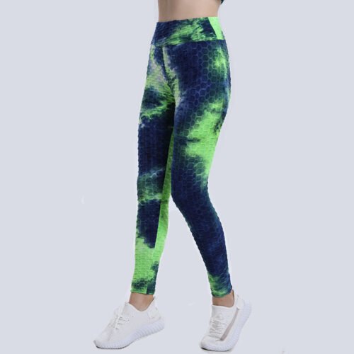 High Waist Workout Bubble Tie-dye Yoga Pants