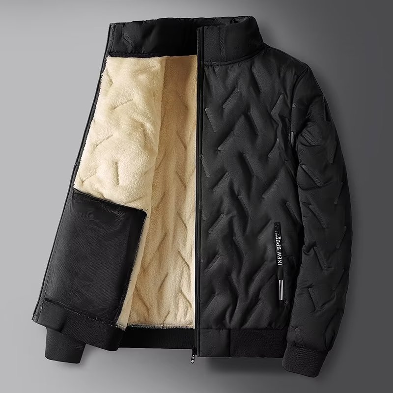 Mens Winter Cotton-padded Coat With Fleece Lining For Dads