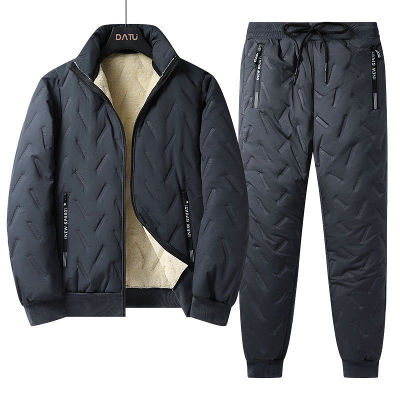 Mens Winter Cotton-padded Coat With Fleece Lining For Dads