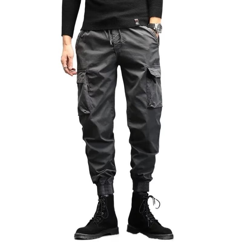 05e3c15e-1e4b-4632-82f1-17b473528f4f.jpg Men's Cropped Tooling Spring And Autumn Loose-fitting Casual Ankle-banded Trousers Multi-pocket