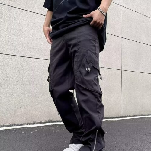 Retro Loose Multi-pocket Wide-leg Overalls