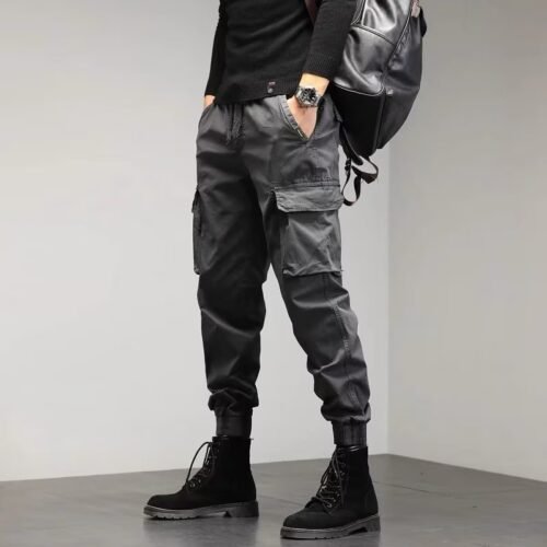 0e6f2b0b-f207-4d6c-8940-3bef63d141da.jpg Men's Cropped Tooling Spring And Autumn Loose-fitting Casual Ankle-banded Trousers Multi-pocket