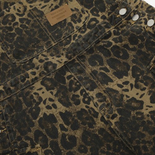 10baaae3-da7c-4187-8786-92a6eceecde8.jpg American Vintage Leopard Print Denim Brace Overalls Men And Women