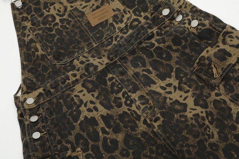 10baaae3-da7c-4187-8786-92a6eceecde8.jpg American Vintage Leopard Print Denim Brace Overalls Men And Women