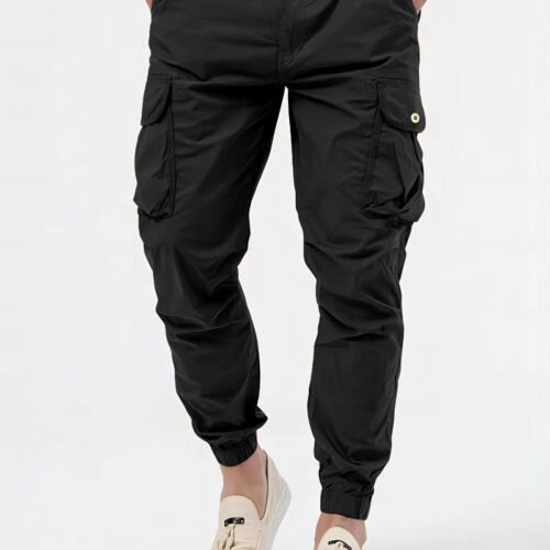 Men's Cargo Trousers With Three-dimensional Pockets Solid Color Casual Pants