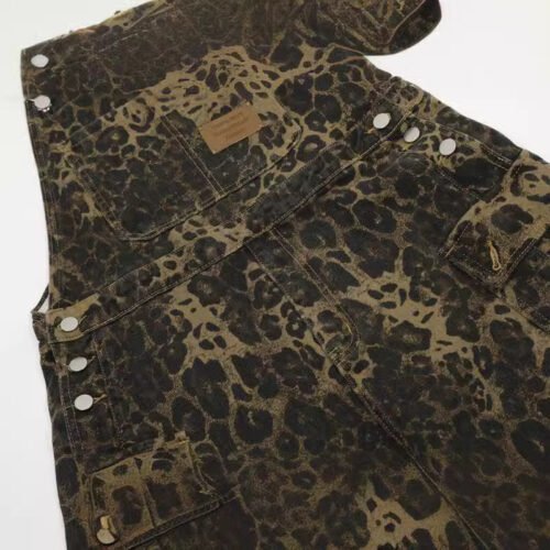 145efb14-3685-42cc-b69b-811d524a5d9c.jpg American Vintage Leopard Print Denim Brace Overalls Men And Women