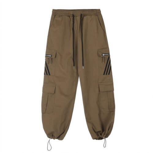 1a565fd0-25aa-4cff-84bf-d5ea50c5eec5.jpg Three Bars Multi-pocket Cargo Pants Men's Loose