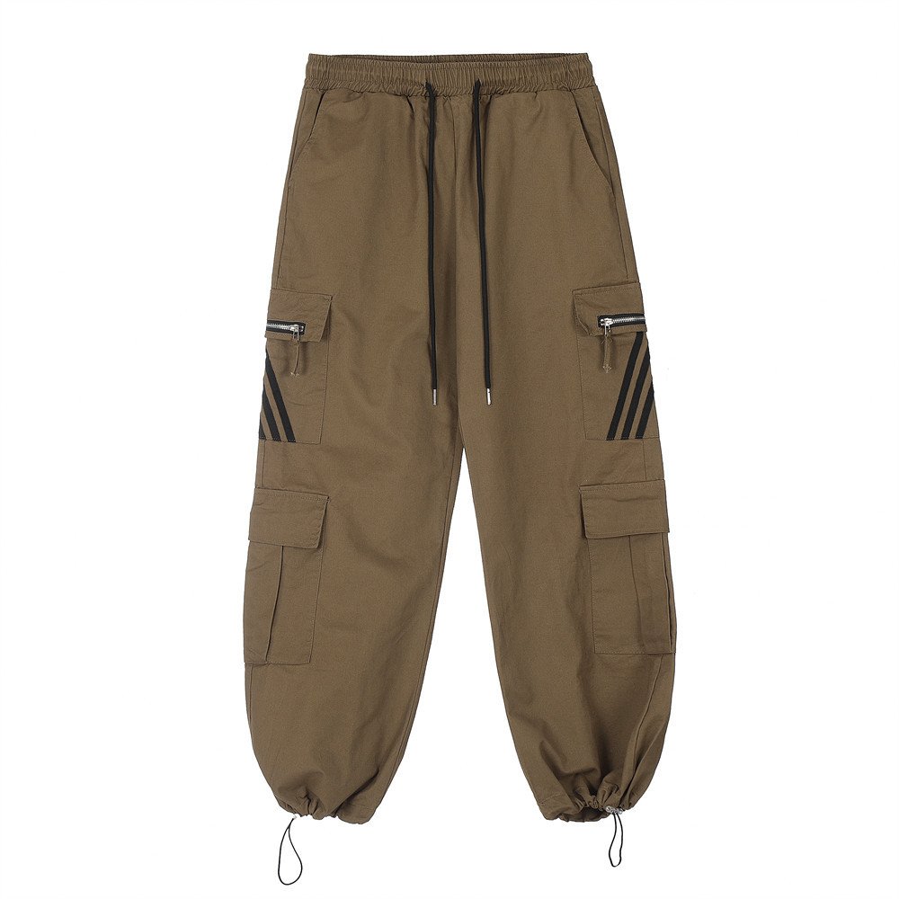 1a565fd0-25aa-4cff-84bf-d5ea50c5eec5.jpg Three Bars Multi-pocket Cargo Pants Men's Loose