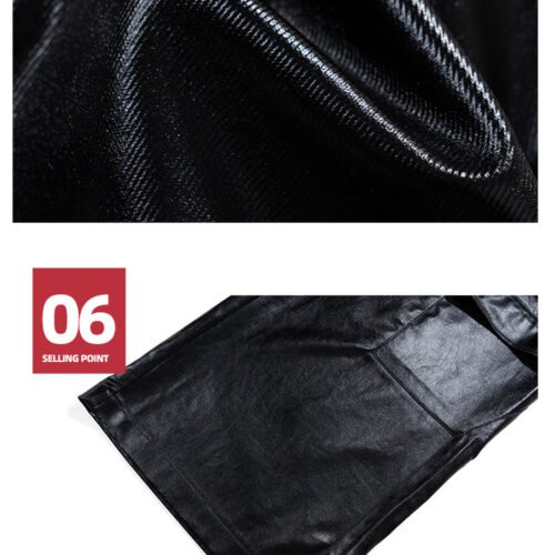Bright Coated Wide Legged Black Casual Pants