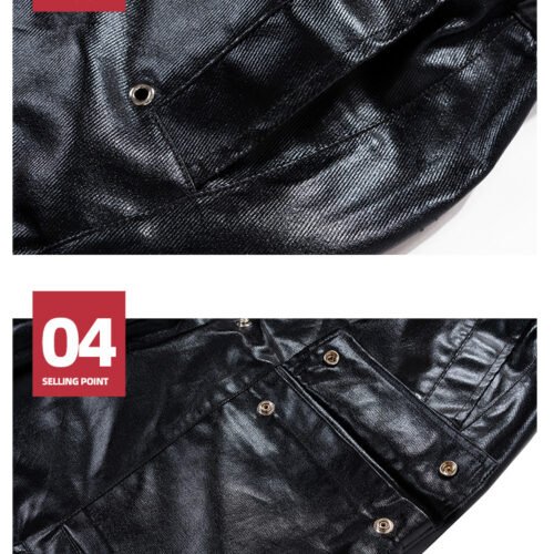 Bright Coated Wide Legged Black Casual Pants