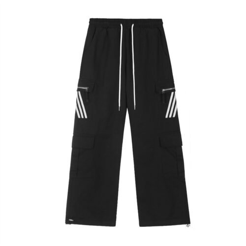 2d2a736f-7045-48bd-a74c-fd506cc293b7.jpg Three Bars Multi-pocket Cargo Pants Men's Loose