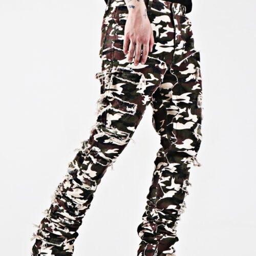 Washed And Worn-out Heavy-duty Flared Jeans