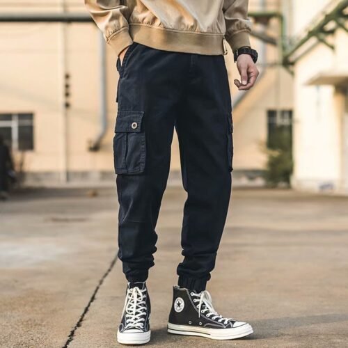 3e13a3fe-ed46-4eb7-869b-da2a42ebdce4.jpg Overalls Men's American-style Retro Casual Loose Cropped Pants Multi-pocket Ankle Banded