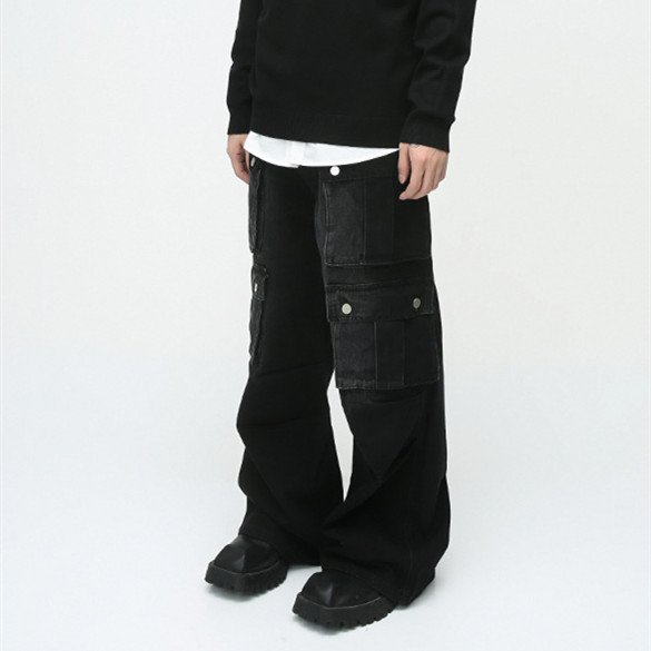 400a6e9d-c7e1-40ed-ae3b-fd23fca5651b.jpg New Niche Retro Multi-pocket Design Tooling Wide Leg Jeans