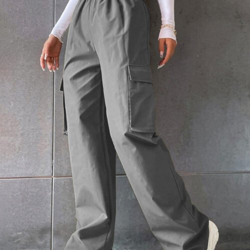 469a7f07-0cb4-46cd-8800-1362f33ed89c.jpg Women's Fashion Solid Color High Waist Flip Workwear With Pocket Pants